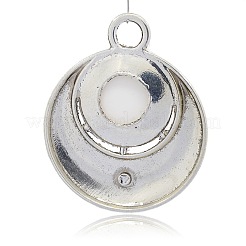 Antique Silver Tone Alloy Resin Imitation Cat Eye Big Pendants&nbsp;PALLOY-J468-01AS