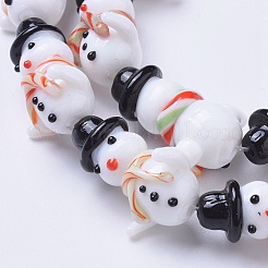 ランプワークビーズ  クリスマスのために  雪だるま  カラフル  24~25x15~18x10~12mm  穴：1.2mm&nbsp;X-LAMP-G140-03