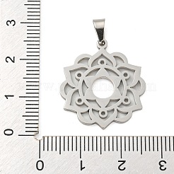 変色しない304ステンレススチールペンダント  レーザー切断  花のチャーム  ステンレス鋼色  24x22x1.3mm  穴：5x3mm&nbsp;STAS-Z076-06P