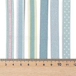 18 ヤード 6 スタイルのポリエステル リボン  DIY手作りクラフト用  髪のちょう結びとギフトの装飾  緑色のカラーパレット  ライトブルー  3/8~1/2インチ（9~12mm）  約3ヤード/スタイル&nbsp;SRIB-Q022-F08