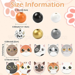 16 Styles Printed Wood Beads&nbsp;WOOD-YW0001-71