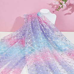 ポリエステルメッシュ生地  ウェディングドレスの衣服アクセサリー  魚の鱗模様  カラフル  1170x0.1mm&nbsp;DIY-WH0308-683A
