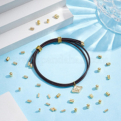 160個 4種類の真鍮コードエンド  エンドキャップ  コラム  ゴールドカラー  5~6x2.5~4mm  内径：2~3.5mm  40個/スタイル&nbsp;KK-NB0004-15