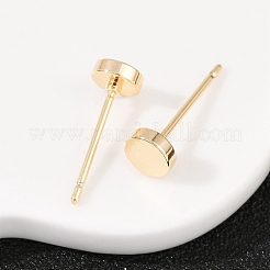 女性のための真鍮フラットラウンドスタッドピアス  18KGP本金メッキ  5mm&nbsp;EJEW-G441-06E-G