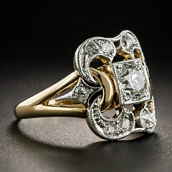 Square Brass Micro Pave Clear Cubic Zirconia Finger Rings&nbsp;FS-WG35D08-03