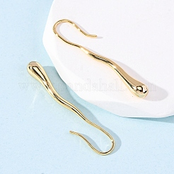 ティードロップ真鍮ダングルイヤリング  ニッケルフリー  18KGP本金メッキ  42.5x5mm&nbsp;EJEW-F384-19G