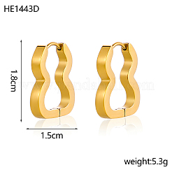 304ステンレススチールフープピアス  ヒョウタン  イオンプレーティング（ip）  14KGP本金メッキ  18x15mm&nbsp;STAS-OY016-78G