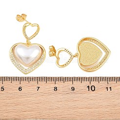 Brass Micro Pave Cubic Zirconia Stud Earrings&nbsp;KK-CBAD104-01G