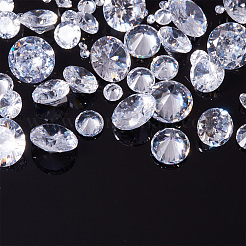 キュービックジルコニアカボション  グレードA  多面カット  ダイヤモンド  透明  1mm  2mm  3x2mm  4x2.5mm  5x3mm  50個/セット&nbsp;ZIRC-TA0001-03