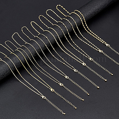 9Pcs 9 Style Brass Chain Necklaces Set for Men Women&nbsp;NJEW-BC0001-08