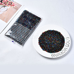 ガラスラウンドシードビーズ  透明色  丸い穴  カラフル  2~2.5x1.5~2mm  穴：0.8mm  約450g /ポンド&nbsp;SEED-S057-I-M