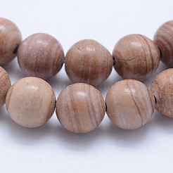 天然の赤いライン碧玉ビーズ連売り  ラウンド  8mm  穴：1mm  約47個/連  14.8インチ（37.6cm）&nbsp;X-G-F531-8mm-N