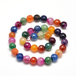 Dyed Natural Agate Faceted Round Beads Strands&nbsp;G-E268-34
