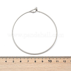女性用304ステンレススチールバングル  201ステンレススチールビーズ付き  ステンレス鋼色  3/8インチ（1.1cm）  内径：2-1/2インチ（6.2cm）&nbsp;BJEW-C088-01P