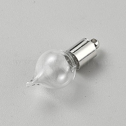 ガラスチャーム  ウィッシュボトルチャーム  ハート  白金金属パーツ  透明  28x12mm&nbsp;LS-FIND-WH0199-263