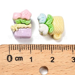 オペーク樹脂カボション  花とキノコとサボテンの鉢植え  ミックスカラー  12~15.5x8~13x6~7mm&nbsp;RESI-I068-05