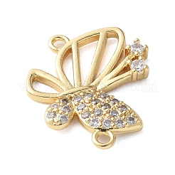 Brass Micro Pave Clear Cubic Zirconia Hollow Butterfly Connector Charms&nbsp;KK-A252-03G