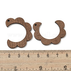 クルミ材のペンダント  ココナッツブラウン  花  35x27.5x2.5mm  穴：2mm&nbsp;FIND-B042-21A