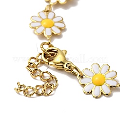 Ion Plating(IP) Enamel Flower Link Chain Bracelet&nbsp;BJEW-C023-03G