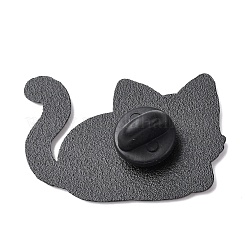 エナメルピン  バックパック用合金ラペルピンバック  ブラック  猫の形  24x36mm&nbsp;JEWB-B033-01EB-02