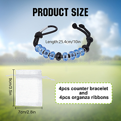 4pcs 201 Stainless Steel Round Beads Braided Bead Bracelets&nbsp;HJEW-DR00268