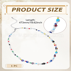 1Pc Handmade Lampwork & Plastic Imitation Pearl Beaded Necklaces for Women&nbsp;NJEW-LP0007-21