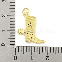 Cowboy Boots Rack Plating Brass Micro Pave Clear Cubic Zirconia Pendants&nbsp;KK-Z053-05G
