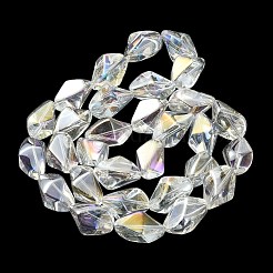 電気メッキ透明ガラスビーズ連売り  ナゲット  ミックスカラー  22x12.5x15mm  穴：1.4mm  約30個/連  25.20''（64センチメートル）&nbsp;EGLA-E060-01A