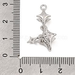 真鍮製マイクロペーブクリアキュービックジルコニアの留め金  スター  プラチナ  15x28x8mm  穴：1.8mm&nbsp;KK-U059-70P