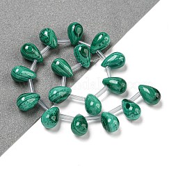 天然マラカイトビーズ連売り  ティアドロップ  トップ掘削  12.5x8mm  穴：0.8mm  約17個/連  7.87''（20センチメートル）&nbsp;G-Q185-A01-02