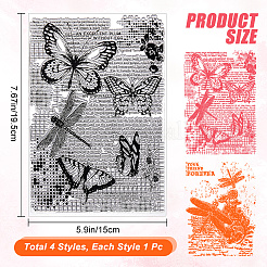 4Pcs 4 Styles Insect Clear Silicone Stamps&nbsp;DIY-CP0009-63