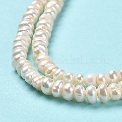 天然養殖淡水パールビーズ連売り  ロンデル  グレード3 A  桃パフ  2.5~5.5x2~4mm  穴：0.8mm  約98~100個/連  14.25インチ（36.2cm）&nbsp;PEAR-J007-21
