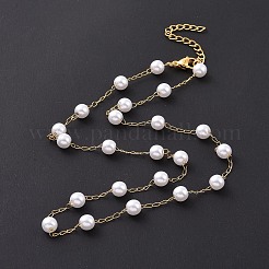 PVD Vacuum Plating 304 Stainless Steel Beaded Necklaces&nbsp;NJEW-E064-02G