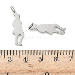 304ステンレスペンダント  人間  丸カン付き  ステンレス鋼色  25.5x8x1.5mm  穴：3.5mm&nbsp;STAS-P423-03P