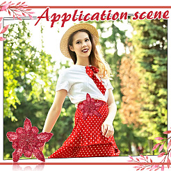 3D Flower Polyester Sequin Brooches for Backpack Clothes&nbsp;JEWB-WH0030-63B