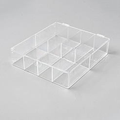 8グリッドPSプラスチックおもちゃの列車ディスプレイケース蓋付き  長方形  透明  19.5x16.5x4.5cm&nbsp;ODIS-WH0043-193