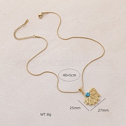 316 Surgical Stainless Steel with Synthetic Turquoise Sunflower Pendant Necklaces for Women&nbsp;EA3001