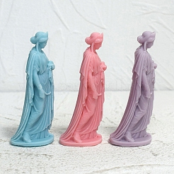 3D 仏教徒女性 DIY 食品グレード シリコン像キャンドル型  アロマセラピーキャンドル型  肖像彫刻 香り付きキャンドル作り 型  ホワイト  5.5x4.5x10.5cm&nbsp;PW-WG89310-01
