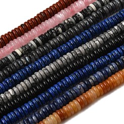 ミックス天然石ビーズ連売り  ロンデル  染めと未染色の混合  6~6.5x2~3mm  穴：0.6~0.8mm  約178個/連  14.88~15.24''（37.8~38.7センチメートル）&nbsp;G-Q159-B-01