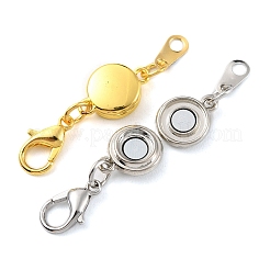 4 セット 2 色合金マグネットクラスプ  ロブスタープロングクラスプとチェーンタブ付き  フラットラウンド  プラチナ·ゴールデン  35mm  2セット/カラー&nbsp;FIND-YWC0003-02