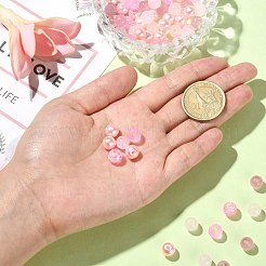 透明なすりガラスビーズ連売り100個。  ラウンド  ビーズジュエリー作り  ピンク  8mm  穴：1.3~1.6mm&nbsp;GLAA-CJ0002-07