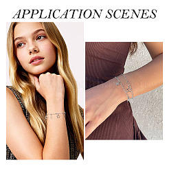 2Pcs 304 Stainless Steel Star Charm Bracelets&nbsp;BJEW-TADJ00003