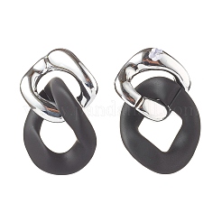 アクリルスタッドのピアス  スチールピンと  ツイストオーバル  銀  49mm  ピン：0.7mm  3のペア/セット&nbsp;EJEW-JE04583