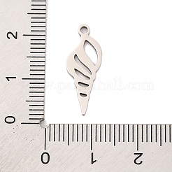 変色しない201ステンレススチールペンダント  レーザー切断  コンクチャーム  ステンレス鋼色  20.5x8x1mm  穴：1.5mm&nbsp;STAS-U016-09P-01