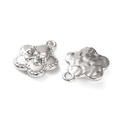 ラックメッキ合金ラインストーンペンダント  花のチャーム  プラチナ  16.5x14x4mm  穴：1.2mm&nbsp;FIND-M038-19P