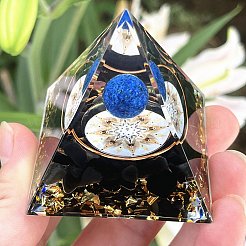 オルゴナイトピラミッド樹脂エネルギー発生器  レイキの天然宝石チップが入っており、ホームオフィスのデスクの装飾に使用できます。  ドジャーブルー  60mm&nbsp;PW-WG3D4FE-01