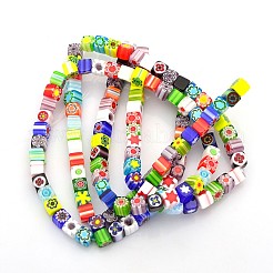 Handmade Millefiori Glass Bead Strands&nbsp;LAMP-J032-6x6mm-M