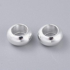201ステンレススチールヨーロピアンビーズ  大穴ビーズ  ロンデル  銀  10x5mm  穴：6mm&nbsp;STAS-K210-51B-S