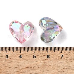 UVメッキ透明アクリルビーズ  虹色の  ミックスカラー  多面カット  ハート  17x18.5x11.5mm  穴：2.5mm&nbsp;OACR-D038-02B