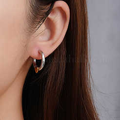 女性用304ステンレススチール製ハート型ハギーフープピアス  ステンレス鋼色  20.5x19.5mm&nbsp;WG7102D-01